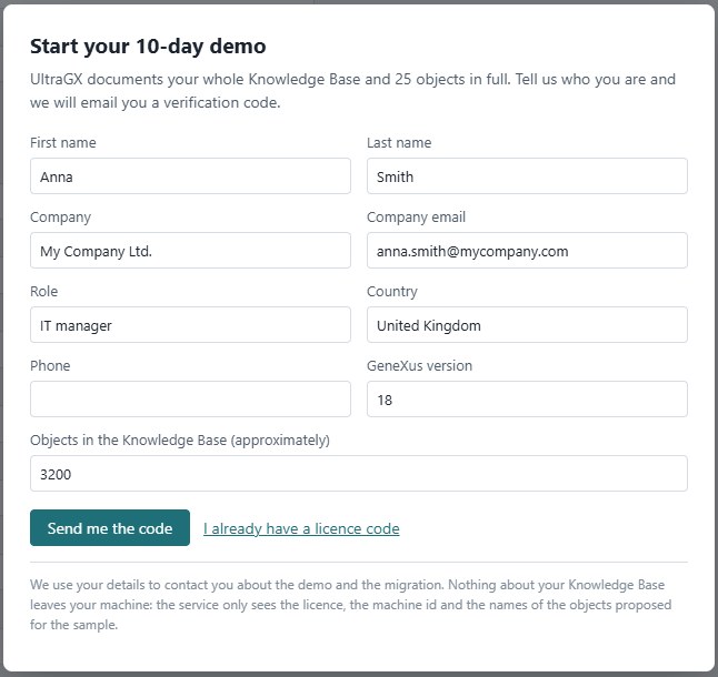 Demo registration form