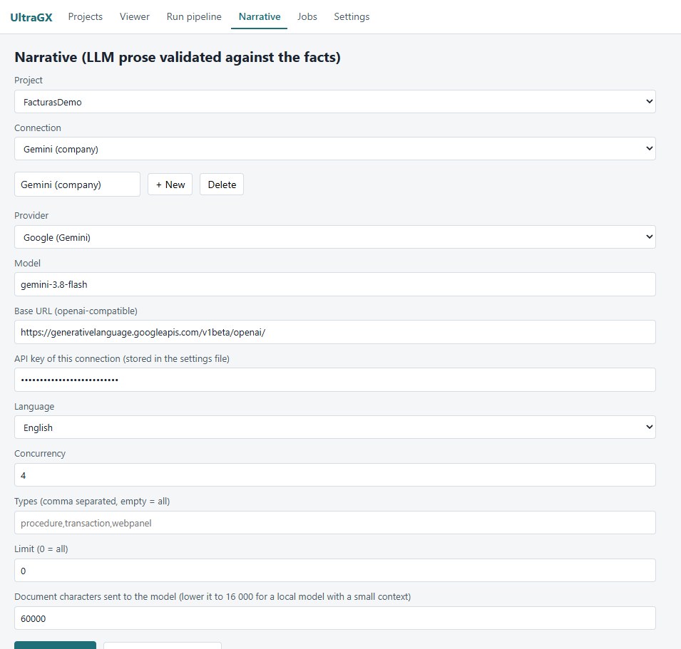 Narrative tab