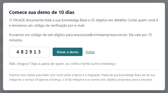 Etapa do código de verificação